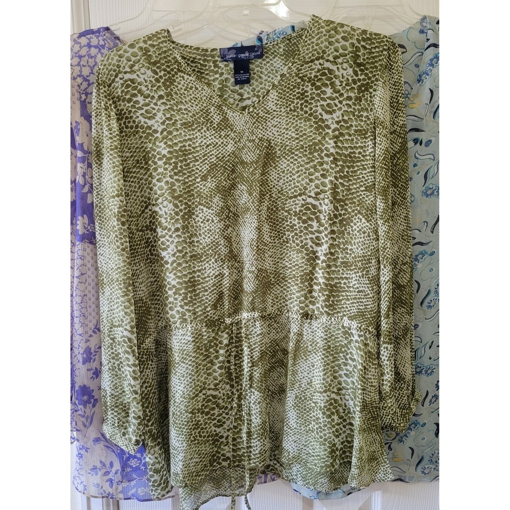 Susan Graver Style Tunic Tops 1X Sheer Lot Of 3 Purple Green Blue Longsleeve - Picture 6 of 16